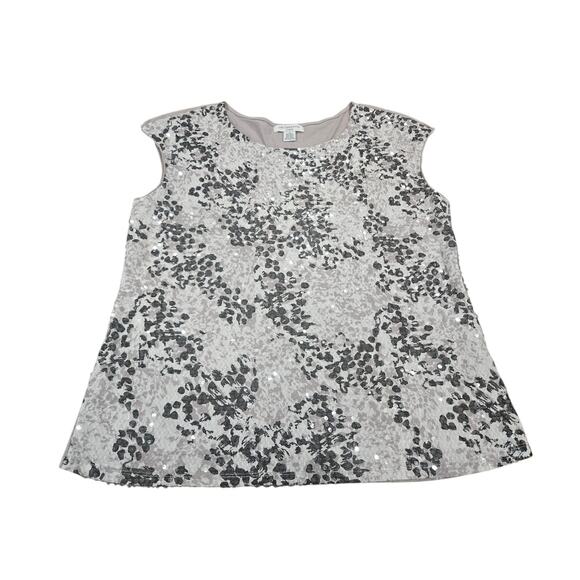 Liz Claiborne Collection Sequin Sleeveless Top Grey Multi 1X NWT Women's Neutral - Picture 1 of 8